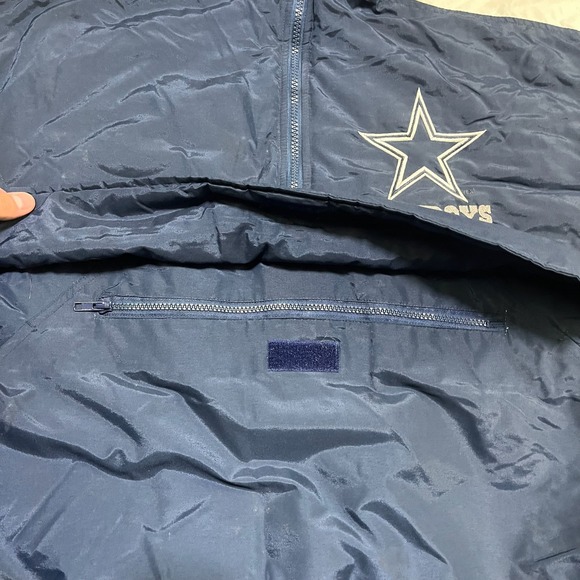 Vintage Dallas Cowboys Hooded Puffer Jacket Mens XL Blue NFL Embroidered 90s - Picture 5 of 13